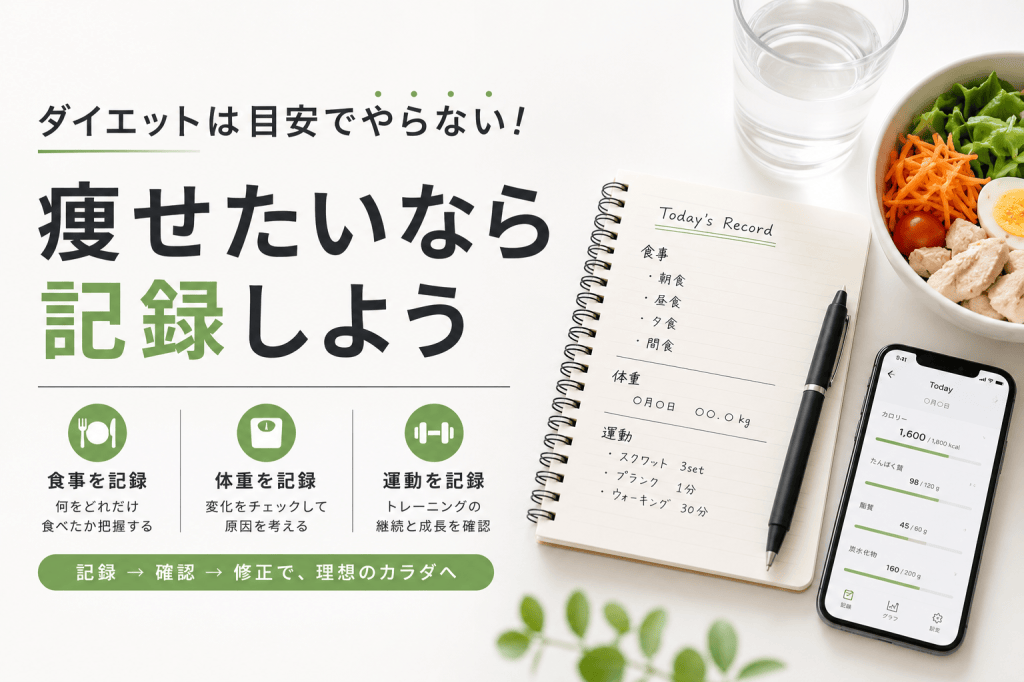 ダイエットを目安でやっていませんか?痩せたいなら食事・体重・運動を記録しよう