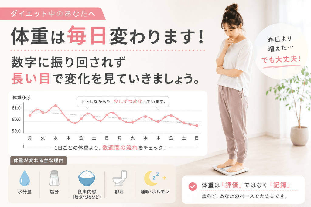 ダイエット中は毎日体重が変わる！数字に振り回されず痩せるための正しい体重の見方